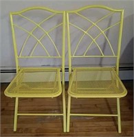 Pair of Yellow Home & Garden Metal Patio Chairs