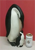 Large Mother & Baby Penguin Resin Statue