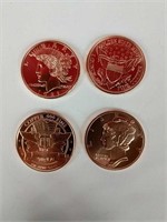 Four One Ounce Copper Statue of Liberty Coins