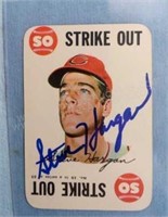 1968 Topps Steve Hargan Strike Out Signed Card   #