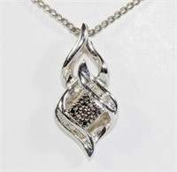 Sterling silver black and white diamond necklace
