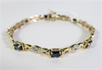 Sterling silver 7.25" sapphire bracelet