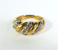 Sterling silver two-tone band with diamonds