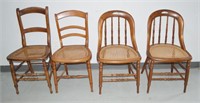 4 pcs Assorted Caned Seat Chairs