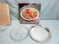 Silver Plate and glass serving set