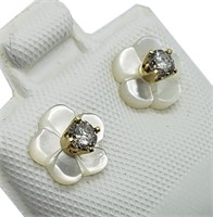 14K Yellow gold diamond stud earrings with