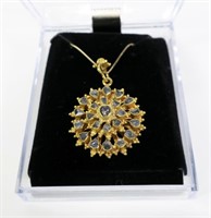 18K Yellow gold rough cut diamond spinner pendant