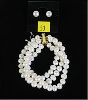 7" 8-9mm triple-strand freshwater pearl bracelet