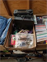 Box of electronic's and dog stuff