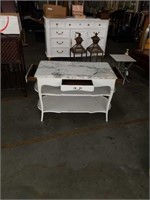 Marble top 3 drawer tiered table