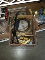 Box or brass mirror and miscellaneous