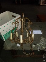 Box of small brass chandelier with crystals