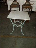 Metal marble top plant stand