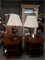 Pair of brass cougar head table lamps