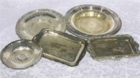 Lot of 5 Silver Plate serving trays