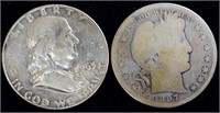 Coins - 07d Barber & 63 Franklin Half Dollars