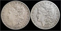 Coins - 1879 & 1885 Morgan Silver Dollars, CHOICE