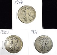 Coins - 3 Walking Liberty Half Dollars