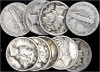 Coins - 10 Mercury Silver Dimes