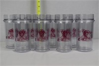 SET OF 8 BASKET MOTIF PLASTIC TUMBLERS