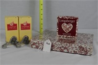 (2) PEWTER HEART WALL HOOKS, LOVE LETTER SET