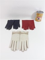3 paires de gants en cuir femme