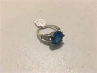 Stunning Sterling Silver Blue Stone Ring SZ 8.5