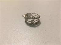 Fine Sterling Silver & Marcasite Ring SZ 11