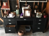 Sturdy Black Wooden School Desk + Treasures