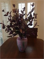 LG Amethyst Art Glass Vase w/ Floral Arrangement