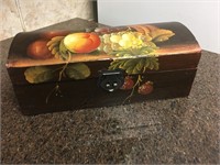 Fancy Tole-Style Jewelry Box w/ Handpainted Fruit