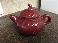 Vintage Burgundy Pottery Teapot