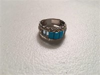 Beautiful Sterling Silver Turquoise Ring - SZ 10