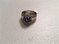 Stunning Sterling Silver & Gold Amethyst Ring SZ10