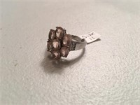 Elegant Sterling Silver & Pink Stone Ring - SZ 11