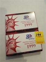 2 1999 United States Mint Silver Proof Sets