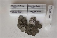 5 Rolls War Nickels, Silver, Circulated