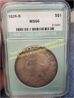 1926-S MS66 NTC GRADED PEACE SILVER DOLLAR COIN