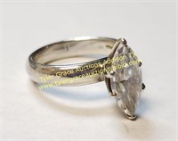 STERLING SILVER RING LARGE MARQUIS CENTER STONE