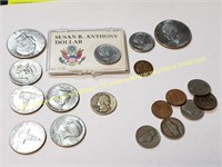 LOT OF MISC COINS IKES, KENNEDY, SILVER WASHINGTON