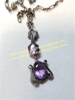STERLING SILVER GORGEOUS PURPLE STONE NECKLACE
