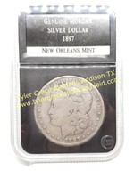 1897-O MORGAN SILVER DOLLAR COIN SLABBED