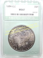 1884-CC MS67 NTC GRADED MORGAN SILVER DOLLAR COIN