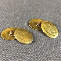 10K Yellow Gold Double Ended Cuff Links