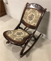 Folding Rocking Chair w/Tapestry Seat & Back