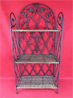 Decorative Wrought Iron and Wicker Shelf