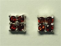 S/Sil Garnet Earrings