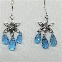 $1600 14K Blue Topaz 6Ct Earrings