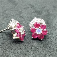 $200 S/Sil Ruby Moonstone Earrings
