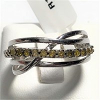 $300 S/Sil Fancy Yellow Diamonds ~0.20Cts Ring